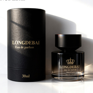 Factory Price Round Perfume Empty Bottle Crimp Cylinder <b>Black</b> 30ML 50ML 100ML Spray Perfume Glass Bottle with Tube <b>Box</b> - Product Image 4