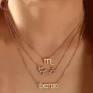 Groothandel Nieuwe Aankomst 12 Zodiac Constellate 3 Stuks Ketting Set Vergulde Kettingwerken Dierenriem Teken Ketting Voor Vrouwen