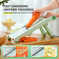 Keukenhandleiding Fruitsnijmachine Mandoline Roestvrijstalen Messen Verstelbare Aardappel Scrubber Groente Shredder Julienne Plastic