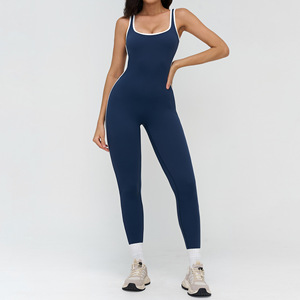 Body Intero da Donna in Viscosa/Poliestere, Lunghezza Intera, Spalline Sottili, Cuciture a Contrasto, Design con Schiena Aperta, per Yoga, Allenamento e <span class=keywords><strong>Palestra</strong></span> - Product Image 2