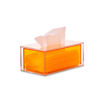 Boîte à mouchoirs en acrylique moderne BANACO 23,5 x 12,5 x 9 cm Orange Transparente Pratique pour la maison, le bureau, la table Modèle Chine BNC-85