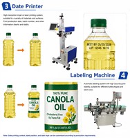 Ligne de machines de remplissage, de bouchage et d'étiquetage de liquides (huiles comestibles, huiles cosmétiques) de type piston, haute précision, prix usine