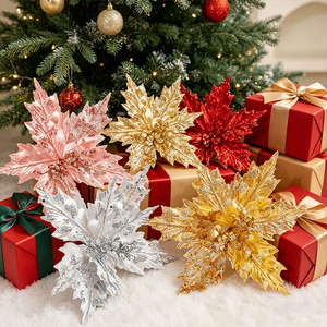 Fiori Natalizi Stile Ghiaccio Personalizzati per Decorazioni Albero di <span class=keywords><strong>Natale</strong></span> OEM ODM Design Personalizzato Ornamenti Floreali Natalizi - Product Image 1
