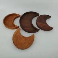 Support en bois pour huiles essentielles, plateau de présentation en bois d'érable en forme de croissant de lune pour cristaux