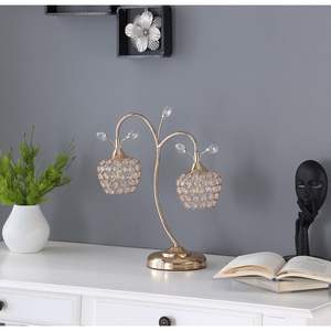 Lampe de table florale en or rose, 17,25 pouces, abat-jour en métal et verre, design moderne pour la décoration de la maison - Product Image 3