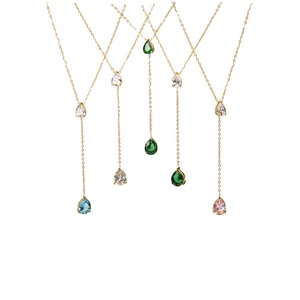 JUSNOVA Collana Impermeabile in Acciaio Inossidabile Placcato Oro 18K PVD con Pendente a Goccia in Zircone, Gioielli Minimalisti per Donne - Product Image 2