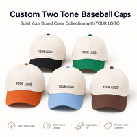 Casquette de baseball bicolore avec logo personnalisé, patch, badge, dessus souple, profil bas, décontractée, unisexe, snapback