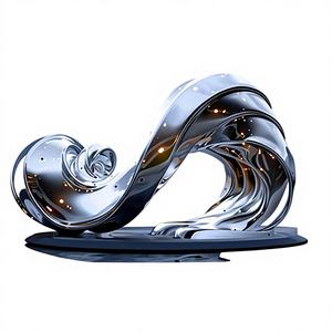 Escultura vertical de acero inoxidable de gran escala para exteriores, con tallado calado abstracto moderno, monumento de estructura de acero para - Product Image 1