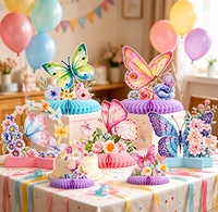 Ensemble de 10 centres de table en papier en forme de papillon nid d'abeille pour décorations de fête d'anniversaire pour les personnes de plus de 14 ans