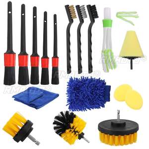 Kit de 17 brosses de nettoyage automobile, brosses de dégrossissage pour perceuse, pour le cuir, les aérateurs, les jantes, le nettoyage de la saleté et de la poussière - Product Image 1