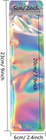 Sacs d'emballage holographiques thermoscellables pour la conservation des aliments, avec face transparente et dos en feuille d'aluminium, pochettes refermables à fermeture éclair pour stylos