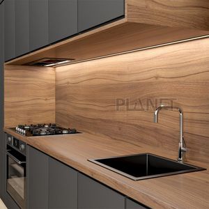 Mini cocina modular Moderno grano <span class=keywords><strong>de</strong></span> madera Melamina y laca Muebles <span class=keywords><strong>Baratos</strong></span> Diseño <span class=keywords><strong>de</strong></span> gabinete <span class=keywords><strong>de</strong></span> cocina - Product Image 3