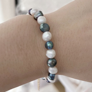 Pulsera de perlas barrocas naturales de alta calidad con cierre chapado en oro PVD de acero inoxidable 316L resistente al agua, Perla Barroca de 7 mm - Product Image 2