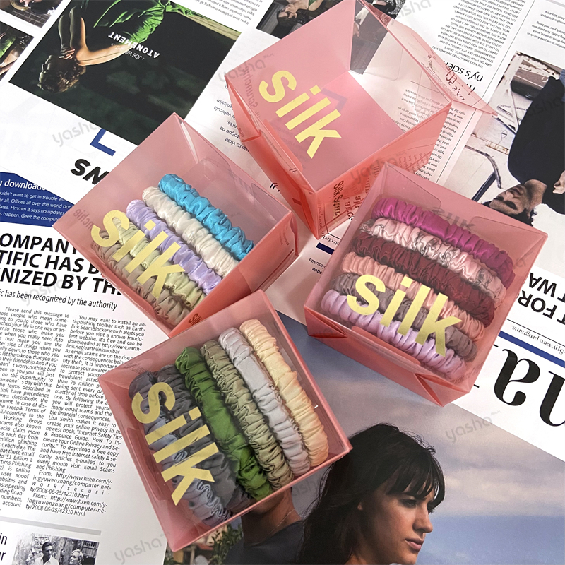 Женские шелковые резинки для конского хвоста, набор из 100% натуральных шелковых резинок 19 мм для конского хвоста