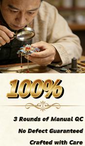 กิ๊บติดผมลายดอกไม้สีฟ้าทำด้วยมืออย่างหรูหรา |   เครื่องประดับสไตล์ตะวันออกสำหรับชุดกี่เพ้าและงานแต่งงาน - Product Image 6