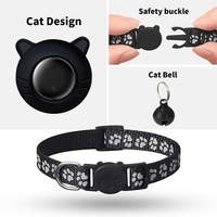 Collier de suivi pour chats compatible iOS Android avec localisateur Bluetooth compatible Find My, en ABS, nylon et silicone, motif empreinte de patte