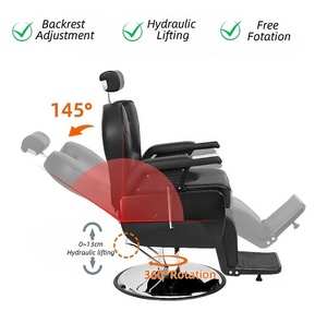 Sedia da Parrucchiere Nera Moderna Poggiapiedi Nero Reclinabile Robusta Confortevole ed Elegante Sedia da <span class=keywords><strong>Barbiere</strong></span> per Salone di Bellezza - Product Image 4