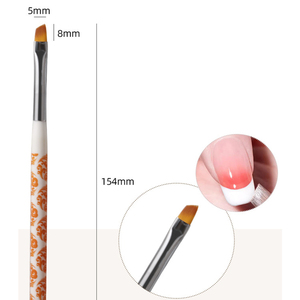 Synthetic Hair Nail Art Brush <b>Set</b> <b>Crimped</b> Ferrule Liner Flat Slant Gel Brushes for DIY Manicure Design - Product Image 6