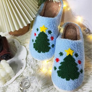 Wholesale Holiday Slippers for Women Christmas Tree Pattern Warm Cotton <b>Indoor</b> House <b>Shoes</b> Slippers - Product Image 1