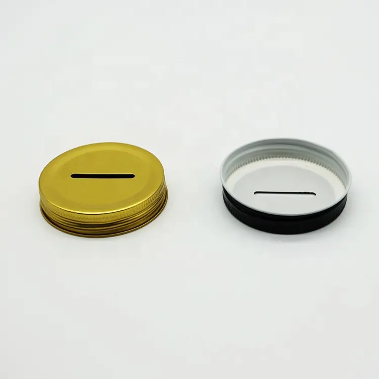 Fabriek Goedkope 70Mm 86Mm Gekleurde Metalen Munt Slot Bank Deksels Met Bands Voor Regelmatige Mond Inblikken Mason Jar