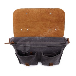 Vintage En Cuir Véritable Sac Cartable Hommes D'affaires Bandoulière Sac de Messager de Toile Occasionnels Adolescents Sac À Bandoulière - Product Image 5