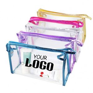 Custom Logo Transparent Waterproof PVC <b>Clear</b> Zipper Makeup Pouch Cosmetic Organizing Toiletry <b>Bag</b> <b>Travel</b> Set - Product Image 1