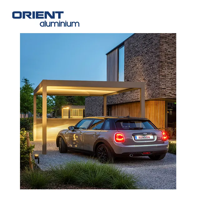 Abri d'auto moderne en aluminium robuste avec toit en polycarbonate pour stationnement extérieur Abri d'ombrage de garage en métal Auvents de voiture