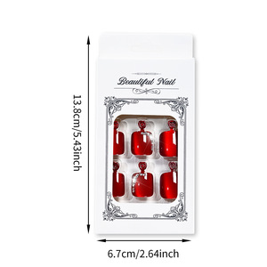 Uñas Postizas de Lujo Color Borgoña con Efecto Ojo de Gato y Pedrería - Uñas Artificiales con Efecto Magnético para Venta al Por Mayor - Product Image 5