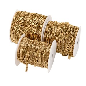 Cadena de Eslabones Planos de Doble Hilera |   Cadena de Acero Inoxidable con Baño de Oro PVD de 18K, Pulida por Ambos Lados, para Fabricación de Joyería y Bolsos DIY - Product Image 5
