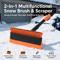 Nouvelle râteau à neige télescopique 2 en 1, brosse à neige multifonctionnelle et grattoir à neige pour le toit de la maison, la serre et le toit de la voiture