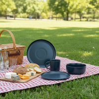 Services de table élégants en grès noir Guangda |   Assiettes et tasses en céramique résistantes au four |   Pour la maison et les restaurants
