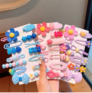 Date <span class=keywords><strong>2023</strong></span> 14 pièces/ensemble mignon enfant Barrettes enfant pinces à cheveux pince à cheveux accessoires cadeau ensemble fille dessin animé motif pince à cheveux ensemble - Product Image 1