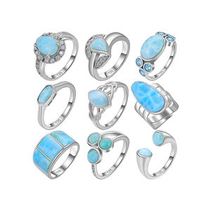 XYOP hecho a mano 925 joyería de plata esterlina altamente coleccionable Natural Larimar anillos fabricados oro rosa al por mayor para niños - Product Image 1