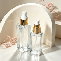 Emballage cosmétique personnalisé en PET carré de 100-150 ml avec pompe, pour lotion pour le visage, soin de la peau, impression UV, utilisation cosmétique