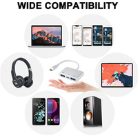 3 en 1 USB C/8pin a USB OTG Lector de tarjetas Unidad Flash con puerto de carga Conecte el disco U/Ratón/Teclado para adaptador de teléfono tipo C
