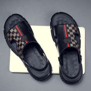 Sandales de <span class=keywords><strong>plage</strong></span> décontractées tendance pour hommes, grande taille, été 2025, à carreaux, respirantes, antidérapantes, légères et amortissantes - Product Image 2