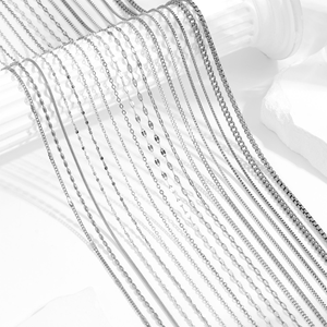Prix de gros d'usine, collier en argent sterling 925, boîte, <span class=keywords><strong>gypsophile</strong></span>, vague d'eau, lingot, graines de melon, chaîne pour femmes, bijoux de mode - Product Image 3