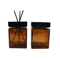 Bouteilles de diffuseur de parfum en verre carré ambré vides en gros pour désodorisants avec bâtonnets 1L