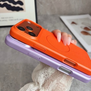 Étuis de téléphone portable magnétiques en cuir PU ultra-minces et tendance pour iPhone 17 12 13 14 15 16 Pro Max, coque arrière de protection rigide en PC - Product Image 5