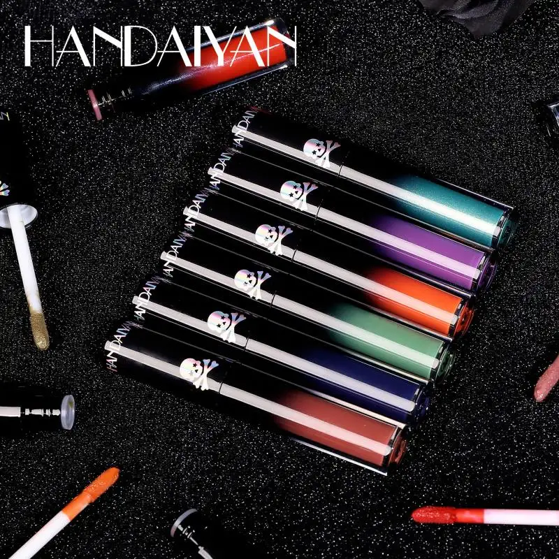 HANDAIYAN 12 Colors Dark Series Shimmer Matte Lipgloss Halloween Goth Style Cool Girl Makeup Cosmetics