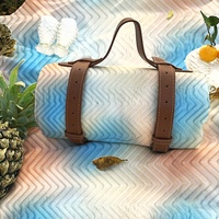 Imperméable dégradé vague sonique en relief coton éponge brodé matelassé vinyle tissu pour stockage pique-nique sac à dos