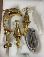 Robinet de lavabo en or en forme de dauphin, 3 pièces pour salle de bain, robinet de lavabo pour se laver les mains