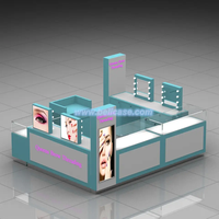 Meuble de présentation cosmétique sur mesure, présentoir de maquillage, mobilier de salon de beauté de luxe avec miroir, kiosque de maquillage pour sourcils pour centre commercial