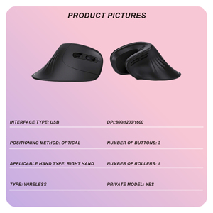 Lefon — souris verticale sans fil, sans fil, ergonomique et améliorée 2021, 2.4G, 800/1200/1600dpi, 6 boutons pour ordinateur portable et <span class=keywords><strong>PC</strong></span> - Product Image 2