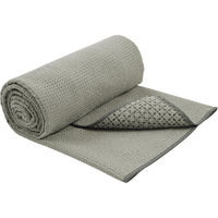 Serviette de sport en microfibre grise douce et absorbante, personnalisable, séchage rapide, haute qualité, pour tapis de yoga chaud, avec grip antidérapant en silicone