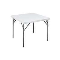 Table de repas carrée pliante moderne en plastique pour extérieur, 86 cm, résistante aux UV, empilable, pour villa, chambre et sous-sol