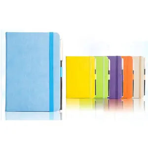 Custom logo branded A5 PU leather paper notebook