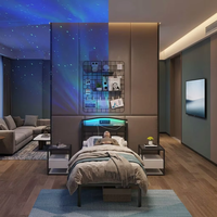 Bestseller Einzelbett für Zuhause, Hotel, Krankenhaus, Apartment, Suite, Schule 2-Meter Eisenbett mit Ambientelicht Sieben-Sterne-Projektor