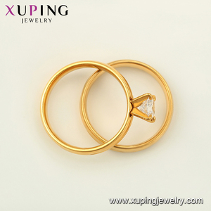 R-61 Xuping đồ trang sức Dubai 24K mạ vàng bóng tùy chỉnh thép không gỉ đám cưới đính hôn người đàn ông Phụ nữ cổ điển vài Bộ nhẫn - Product Image 3