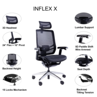 Chaise de bureau ergonomique moderne en maille pivotante avec dossier dynamique, soutien lombaire réglable et accoudoirs 5D à commande par fil pour espace de travail professionnel